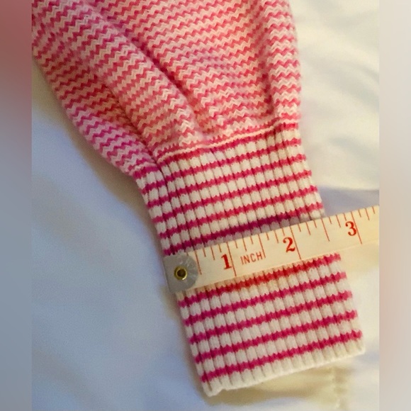 Talbots Pink/White Chevron Fitted Sweater With Ribbed Neck and Cuffs-Petite S - Picture 9 of 10